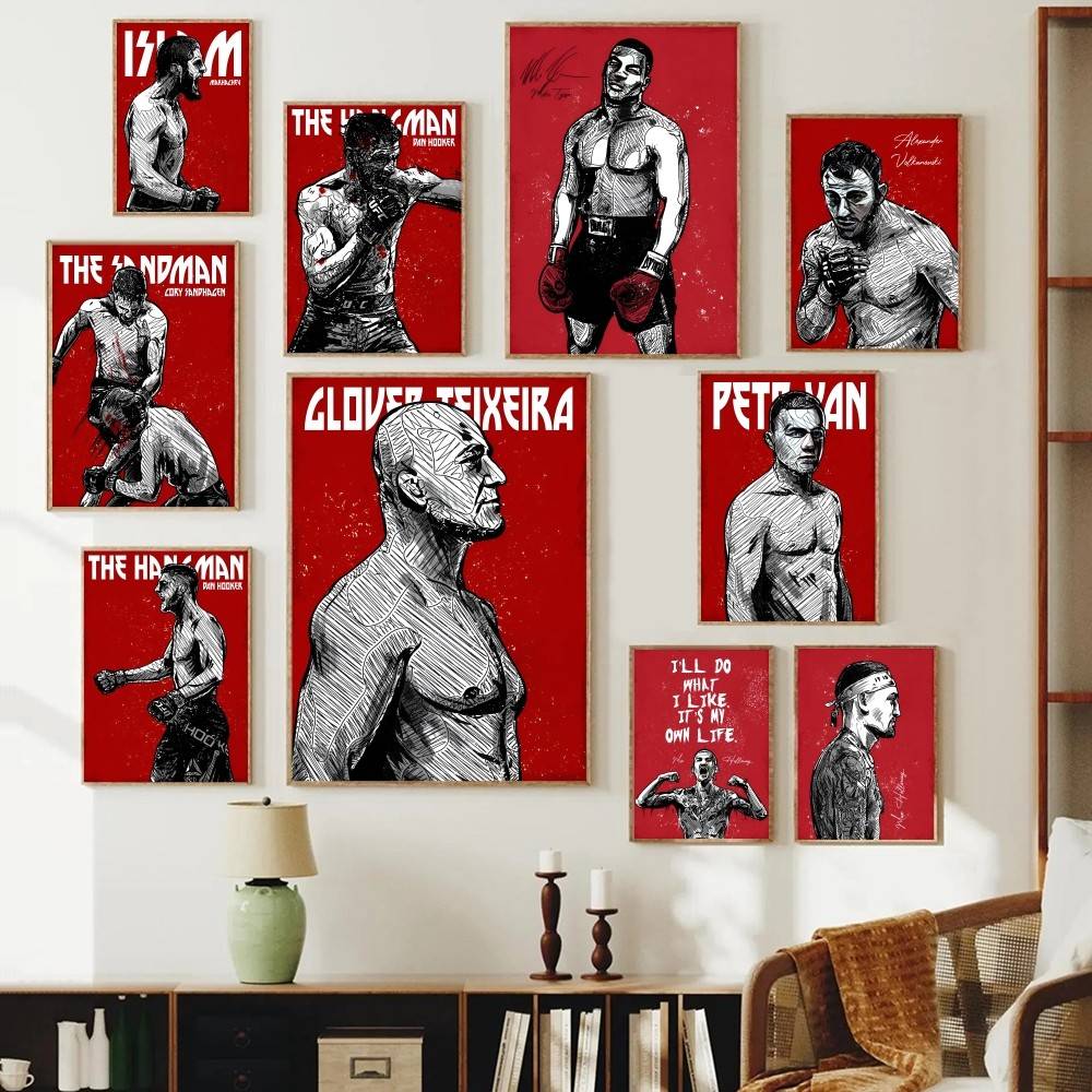 Home Gym In Garage - Постер «Боец» в стиле гранж: портрет