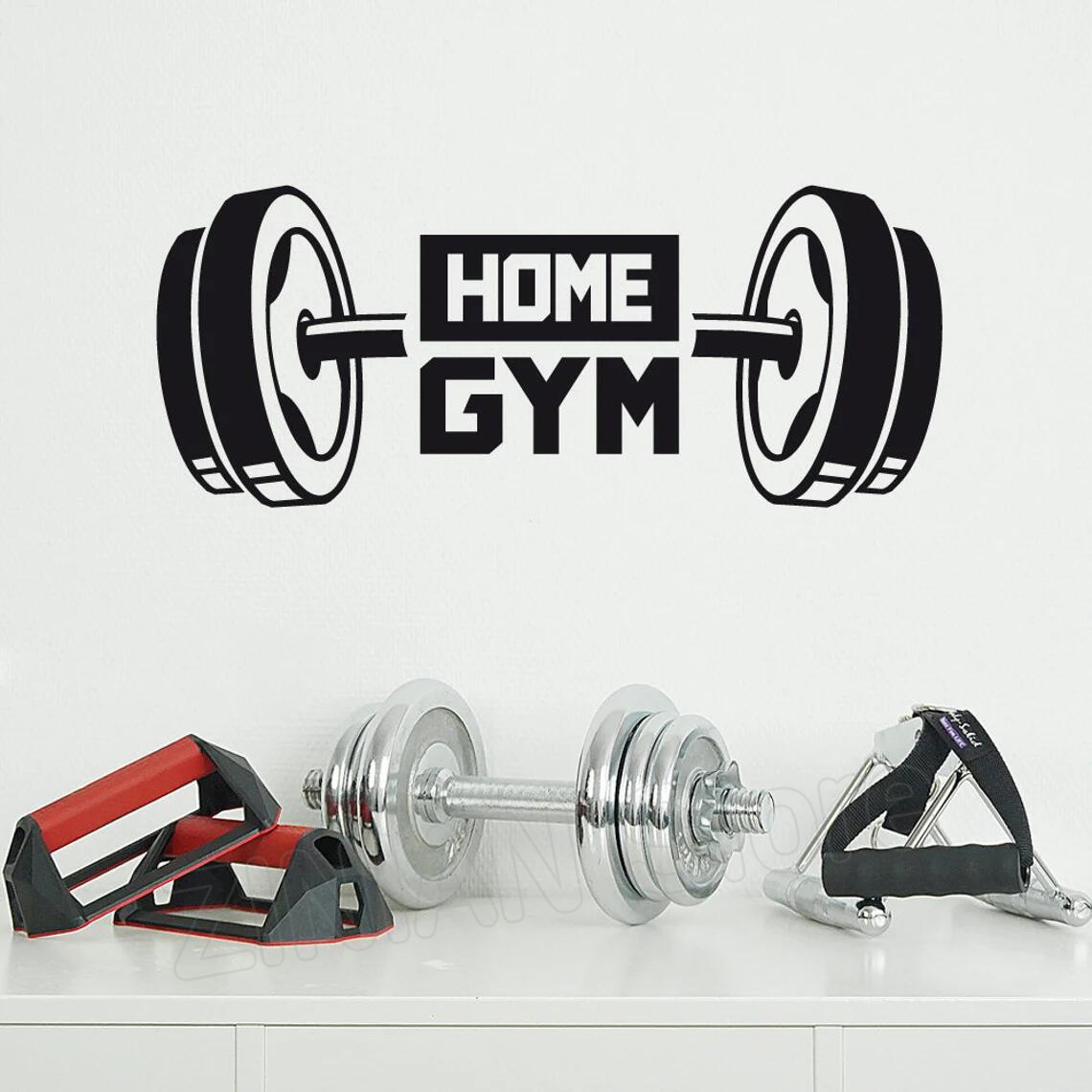 Home Gym In Garage - Наклейка на стену в виде гантели